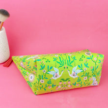 Load image into Gallery viewer, Lime Cranes Large Makeup Bag. Green Makeup Bag - Kashzale Cosmetic Bags