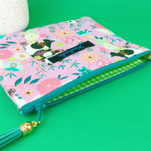 Load image into Gallery viewer, Pink Pandas Small Clutch, Small makeup bag. Pink Makeup Bag - Kashzale Cosmetic Bags