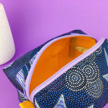 Load image into Gallery viewer, Sunset Night Dreaming Medium Box Makeup Bag. Aboriginal Design