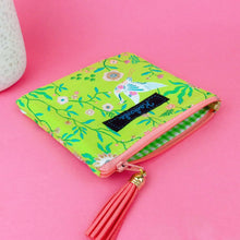 Load image into Gallery viewer, Lime Cranes Coin Purse. Green Coin Purse - Kashzale Cosmetic Bags