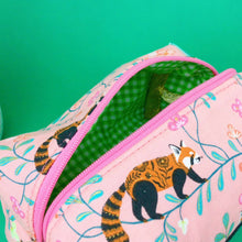 Load image into Gallery viewer, Red Panda Medium Box Makeup Bag.  Coral Makeup Bag - Kashzale Cosmetic Bags