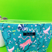 Load image into Gallery viewer, Teal Pandas and Tigers Large Makeup Bag. - Kashzale Cosmetic Bags