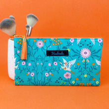 Load image into Gallery viewer, Aqua Cranes Zipper Pouch, Travel Pouch. Aqua Travel Pouch - Kashzale Cosmetic Bags
