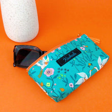 Load image into Gallery viewer, Aqua Cranes Sunglasses bag, glasses case. Aqua Glasses Case - Kashzale Cosmetic Bags