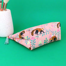 Load image into Gallery viewer, Red Panda Medium Cosmetic Bag. Coral Cosmetic Bags. - Kashzale Cosmetic Bags