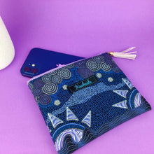 Load image into Gallery viewer, Sunset Night Dreaming Small Clutch, Small makeup bag. Aboriginal Design