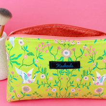 Load image into Gallery viewer, Lime Cranes Medium Makeup Bag. Green Makeup Bag. - Kashzale Cosmetic Bags