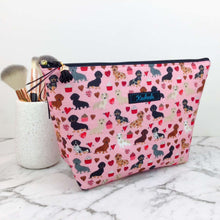 Load image into Gallery viewer, Dachshund Large Makeup Bag. Pink