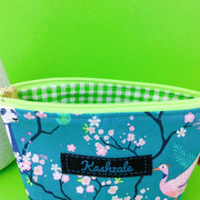 Load image into Gallery viewer, Teal Pandas and Tigers Small Makeup Bag. Teal Small Makeup Bag - Kashzale Cosmetic Bags