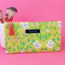 Load image into Gallery viewer, Lime Cranes Zipper Pouch, Travel Pouch. Green Travel Pouch - Kashzale Cosmetic Bags