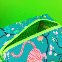 Load image into Gallery viewer, Teal Pandas and Tigers Medium Box Makeup Bag. Teal Makeup Bag - Kashzale Cosmetic Bags