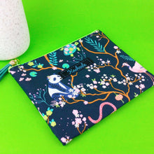 Load image into Gallery viewer, Navy Pandas and Tigers Small Clutch, Small makeup bag. Navy Makeup Bag - Kashzale Cosmetic Bags