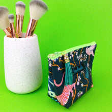 Load image into Gallery viewer, Navy Pandas and Tigers Small Makeup Bag. Navy Small Makeup Bag - Kashzale Cosmetic Bags