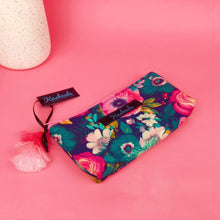 Load image into Gallery viewer, Navy and Pink Floral Sunglasses bag, glasses case.