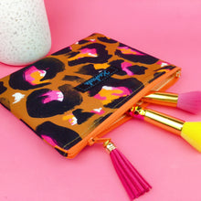 Load image into Gallery viewer, Bronze Leopard Clutch, Small makeup bag. Kasey Rainbow Design. - Kashzale Cosmetic Bags