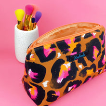 Load image into Gallery viewer, Bronze Leopard Medium Makeup Bag. Kasey Rainbow Design. - Kashzale Cosmetic Bags