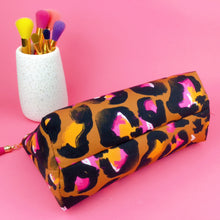 Load image into Gallery viewer, Bronze Leopard Medium Makeup Bag. Kasey Rainbow Design. - Kashzale Cosmetic Bags