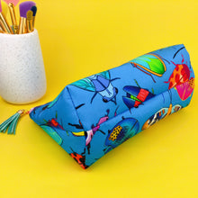Load image into Gallery viewer, Buggin Blue Medium Makeup Bag. Kasey Rainbow Design. - Kashzale Cosmetic Bags