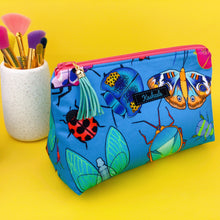 Load image into Gallery viewer, Buggin Blue Medium Makeup Bag. Kasey Rainbow Design. - Kashzale Cosmetic Bags