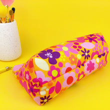 Load image into Gallery viewer, Yellow Flower Patch Medium Makeup Bag. Kasey Rainbow Design. - Kashzale Cosmetic Bags