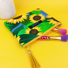 Load image into Gallery viewer, Sunny Flowers Clutch, Small makeup bag. Kasey Rainbow Design. - Kashzale Cosmetic Bags