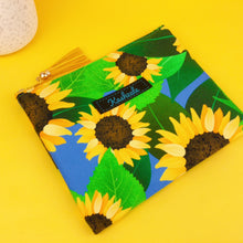 Load image into Gallery viewer, Sunny Flowers Clutch, Small makeup bag. Kasey Rainbow Design. - Kashzale Cosmetic Bags