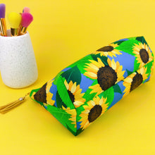 Load image into Gallery viewer, Sunny Flowers Medium Makeup Bag. Kasey Rainbow Design. - Kashzale Cosmetic Bags