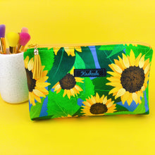 Load image into Gallery viewer, Sunny Flowers Medium Makeup Bag. Kasey Rainbow Design. - Kashzale Cosmetic Bags