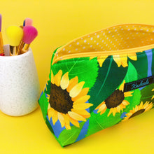Load image into Gallery viewer, Sunny Flowers Medium Makeup Bag. Kasey Rainbow Design. - Kashzale Cosmetic Bags