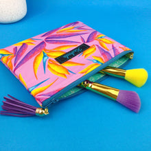 Load image into Gallery viewer, Paradise Birds Clutch, Small makeup bag. Kasey Rainbow Design. - Kashzale Cosmetic Bags