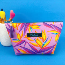Load image into Gallery viewer, Paradise Birds Medium Cosmetic Bag. Kasey Rainbow Design. - Kashzale Cosmetic Bags