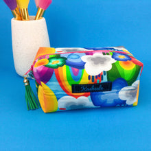 Load image into Gallery viewer, Rainbow Land Medium Box Makeup Bag. Kasey Rainbow Design. - Kashzale Cosmetic Bags
