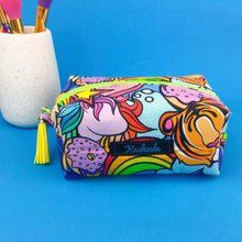 Load image into Gallery viewer, Kasey's Dream Medium Box Makeup Bag. Kasey Rainbow Design. - Kashzale Cosmetic Bags