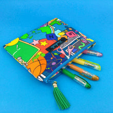 Load image into Gallery viewer, Teachers Pet Clutch, Small makeup bag. Kasey Rainbow Design. - Kashzale Cosmetic Bags