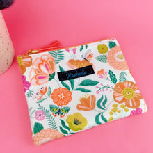 Load image into Gallery viewer, Cream Floral Small Clutch, Small makeup bag. - Kashzale Cosmetic Bags