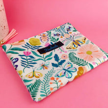 Load image into Gallery viewer, Green and Cream Small Clutch, Small makeup bag. - Kashzale Cosmetic Bags