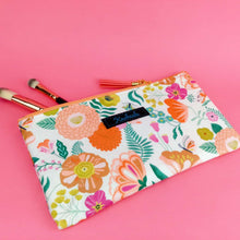 Load image into Gallery viewer, Cream Floral Zipper Pouch, Travel Pouch. - Kashzale Cosmetic Bags