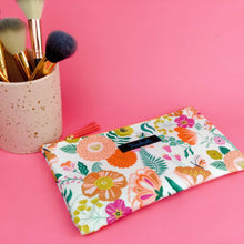 Load image into Gallery viewer, Cream Floral Zipper Pouch, Travel Pouch. - Kashzale Cosmetic Bags