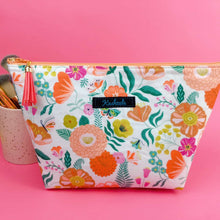 Load image into Gallery viewer, Cream Floral Large Makeup Bag. - Kashzale Cosmetic Bags
