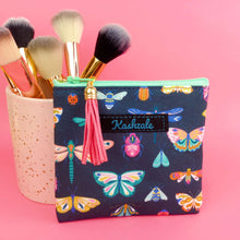 Load image into Gallery viewer, Navy Butterflies and Bugs Coin Purse. - Kashzale Cosmetic Bags