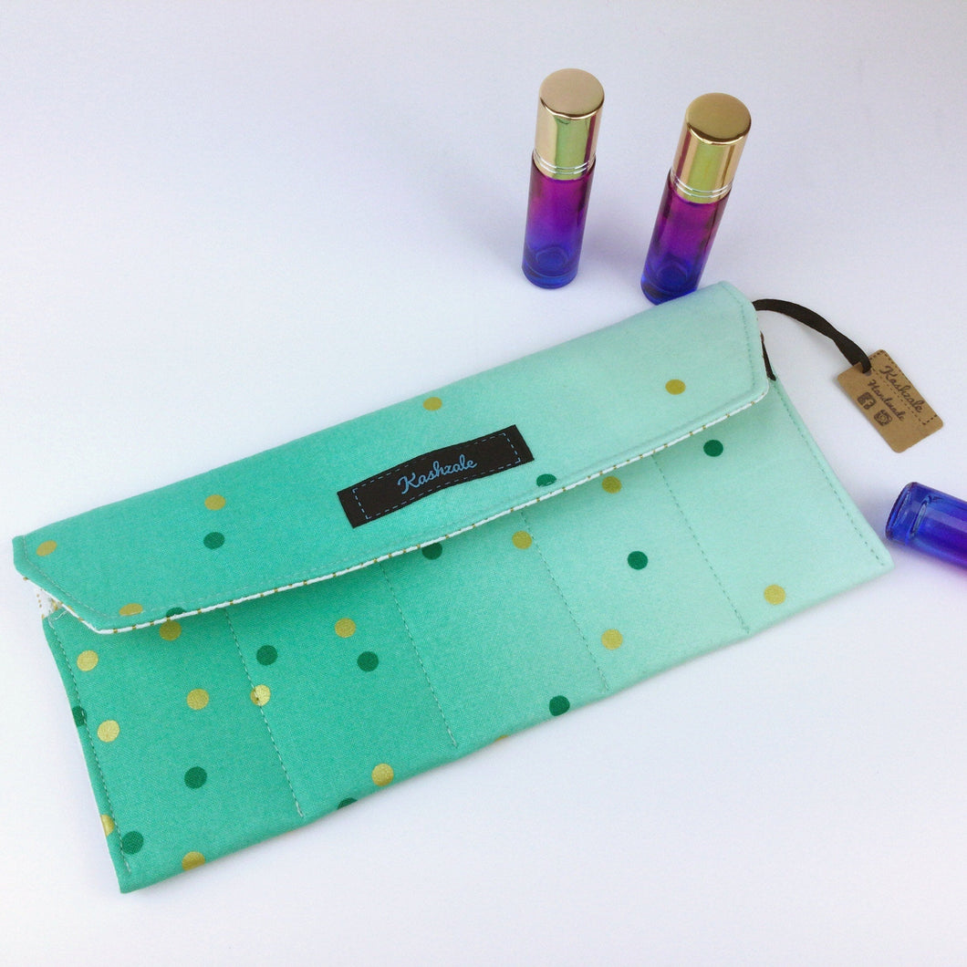 Teal Gold Spot Essential Oil Roller Pouch.