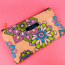 Load image into Gallery viewer, Mandala Magnifica Peach Zipper Pouch, Travel Pouch.  Exclusive Design. - Kashzale Cosmetic Bags