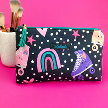 Load image into Gallery viewer, Roller Skating Rainbow Medium Makeup Bag. - Kashzale Cosmetic Bags