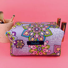 Load image into Gallery viewer, Mandala Magnifica Mauve Large Box Cosmetic Bag. Exclusive Design. - Kashzale Cosmetic Bags