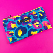 Load image into Gallery viewer, Electric Leopard Zipper Pouch, Travel Pouch.  Kasey Rainbow Design. - Kashzale Cosmetic Bags