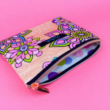 Load image into Gallery viewer, Mandala Magnifica Peach Small Clutch, Small makeup bag. Exclusive Design. - Kashzale Cosmetic Bags