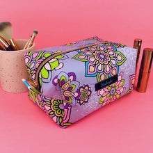 Load image into Gallery viewer, Mandala Magnifica Mauve Large Box Cosmetic Bag. Exclusive Design. - Kashzale Cosmetic Bags