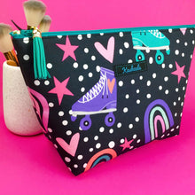 Load image into Gallery viewer, Roller Skating Rainbow Large Makeup Bag.
