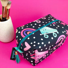 Load image into Gallery viewer, Roller Skating Rainbow Large Box Cosmetic Bag.
