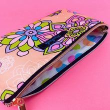 Load image into Gallery viewer, Mandala Magnifica Peach Zipper Pouch, Travel Pouch.  Exclusive Design. - Kashzale Cosmetic Bags